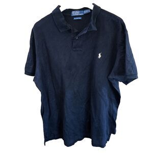 Polo Ralph Lauren Custom Fit Black Pima Cotton Mesh Stretch Polo Shirt XXL Pony